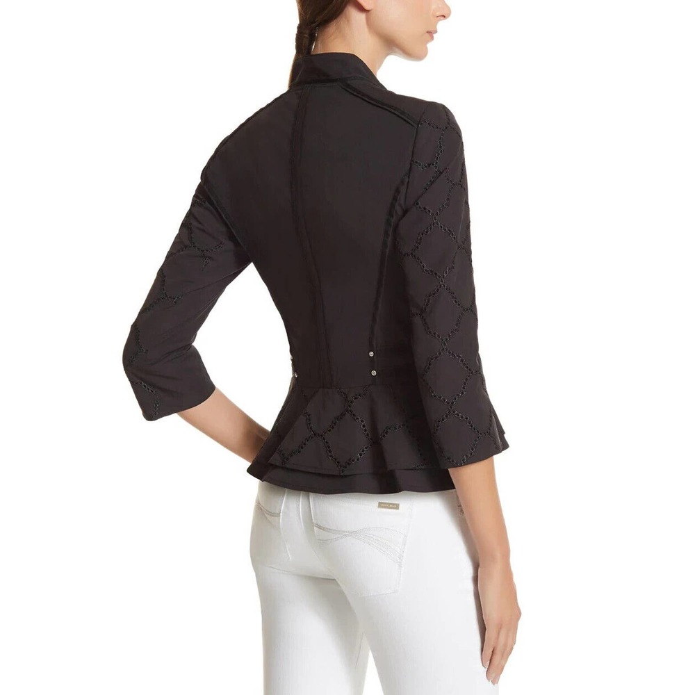 NWT White House Black Market Eyelet Stand Collar Jacket Black Size 2 H14202 - Picture 10 of 13